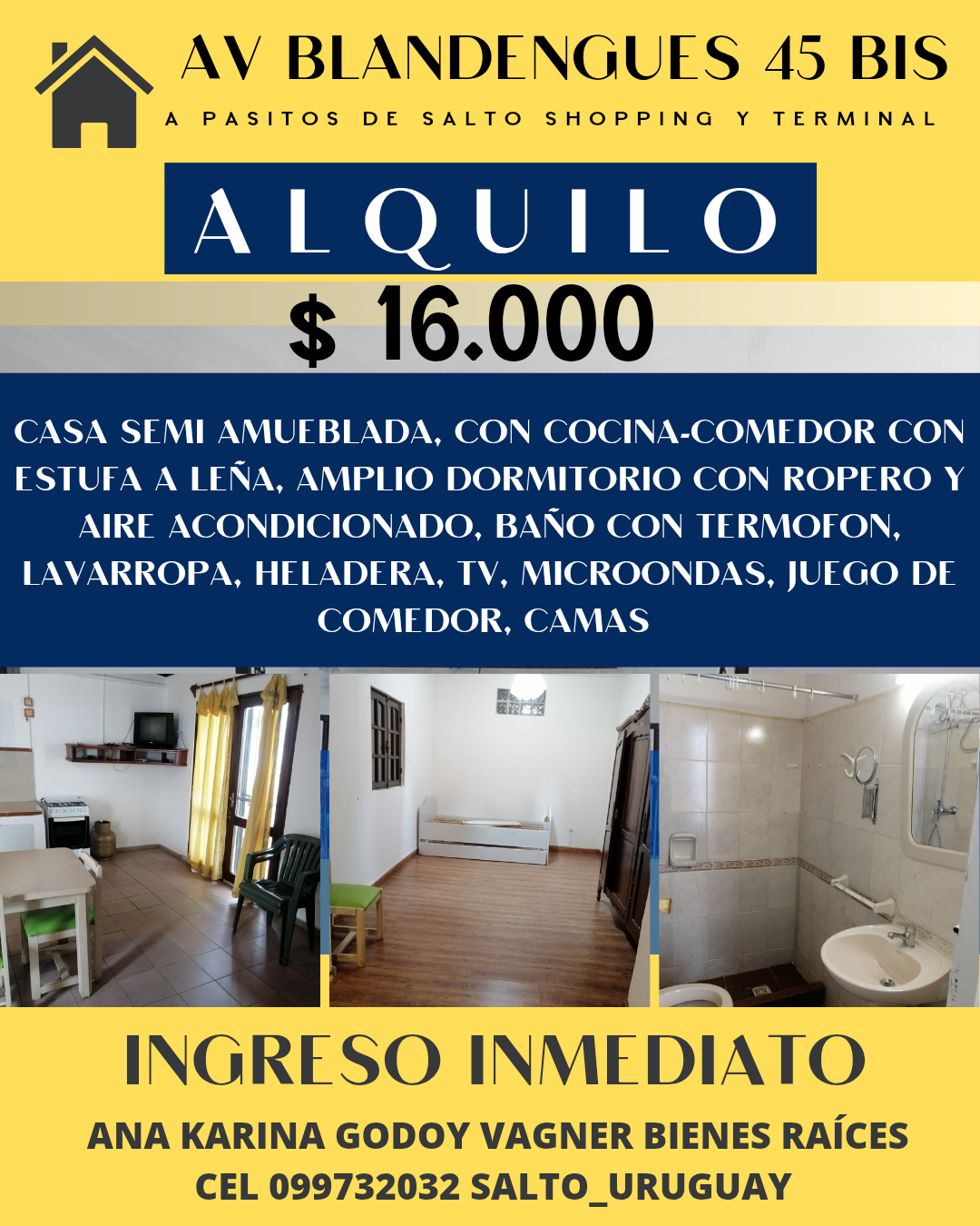 Alquilo casa de un dormitorio totalmente amueblada