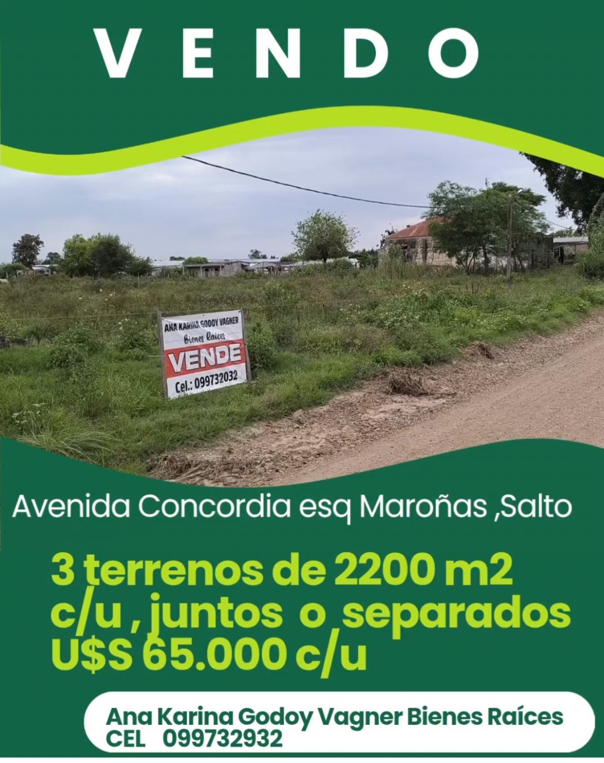 V E N D O terrenos de 2200 m2