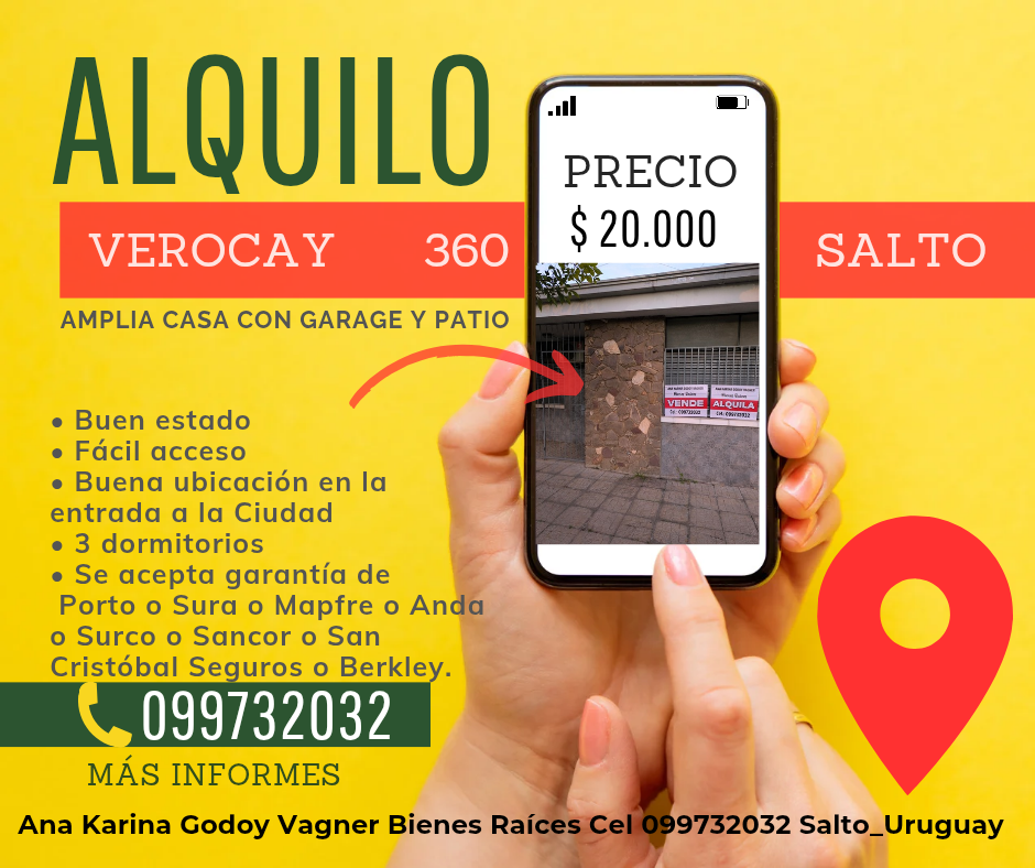 Alquilo casa a pasitos del Obelisco en Salto