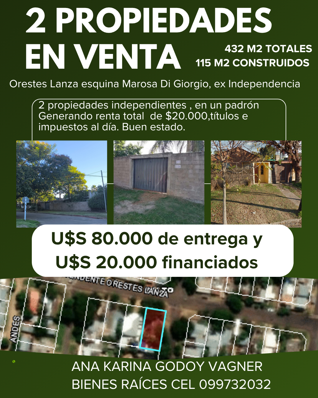 VENDO 2 PROPIEDADES EN UN PADRON GENERANDO RENTA